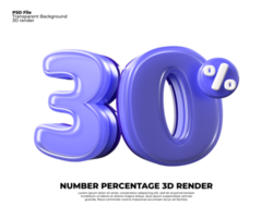 3d numero 30 percentuale vendita sconto viola struttura plastica png