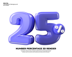 3D number 25 percentage sale discount purple texture plastic png