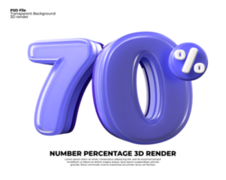 3d numero 70 percentuale vendita sconto viola struttura plastica png