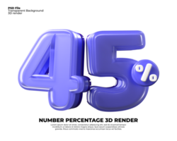 3d numero 45 percentuale vendita sconto viola struttura plastica png