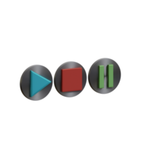 3d rendered play pause stop button perfect for music design project png