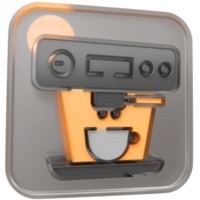 3d coffee maker or expresso maker icon with transparent glass box and high quality render image png