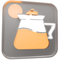 3d teapot or mokapot icon with transparent glass box and high quality render image png