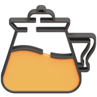 3d teapot or mokapot icon with dark theme and high quality render image png