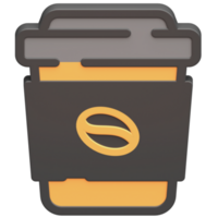 3d cup of coffee icon with dark theme and high quality render image png