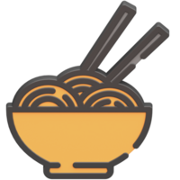 3d noodles icon with dark theme and high quality render image png