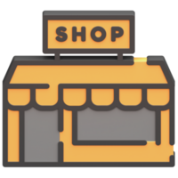 3d Tienda icono con oscuro tema y alto calidad hacer imagen png