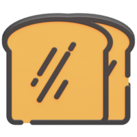 3d bread icon with dark theme and high quality render image png