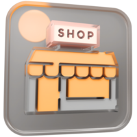 3d Tienda icono con transparente vaso caja y alto calidad hacer imagen png