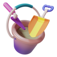 3d colorful bucket and shovels png