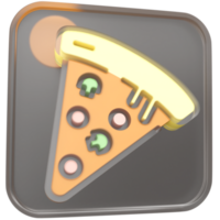 3d pizza icon with transparent glass box and high quality render image png