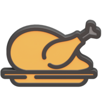 3d frito pollo icono con oscuro tema y alto calidad hacer imagen png