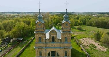 flight over the spiers of a neo-gothic temple video