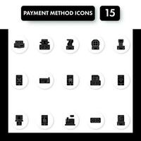 Black Line Art Set Of Payment Method Icon In Flat Style. vector