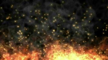 fire animation with smoke and particles background video