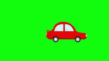 Kids red color cartoon toy car green screen animation video