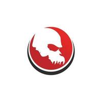 Crossbones death skull, danger or poison flat icon for apps and websites vector