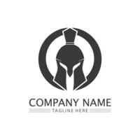 Spartan Helmet logo and gladiator, power, vintage, sword, safety, legendary logo and vector of soldier classic