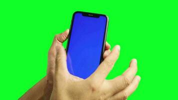 telefoon, groen scherm, groen scherm van telefoon, smartphone groen scherm, groen scherm mobiel telefoon, hand- Holding telefoon, gebruik makend van smartphone video