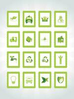 white background with set of glossy nature icons, vector illustration