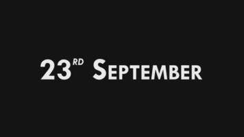 venti Terzo, 23 settembre testo freddo e moderno animazione intro fuori, colorato mese Data giorno nome, orario, storia video