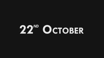 vinte segundo, 22º Outubro texto legal e moderno animação introdução outro, colorida mês encontro dia nome, agendar, história video