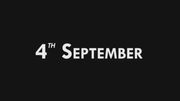 cuatro, 4to septiembre texto frio y moderno animación introducción final, vistoso mes fecha día nombre, cronograma, historia video