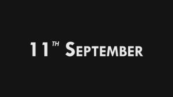 elfde, 11e september tekst koel en modern animatie intro uit, kleurrijk maand datum dag naam, schema, geschiedenis video