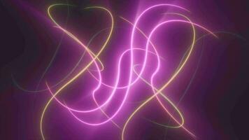 Abstract multicolored glowing bright magical energy lines on a black background video