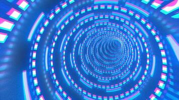 Abstract futuristic blue hi-tech tunnel from energy circles and magic lines background video