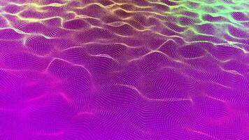 3d resumen digital tecnología realista animado agua ola río rosado ligero partículas en rosado antecedentes. video