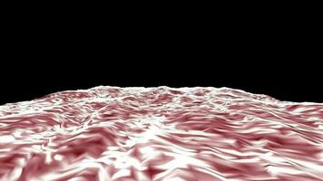 3D abstract digital technology animated water wave river red light particles on black background. video