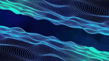 3D abstract digital technology animated blue light particles on blue gradient background. video