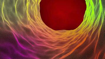 multicolored gradient stone tunnel particle animation on red background. video