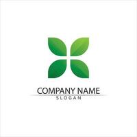 Tree leaf vector and green logo design friendly concept