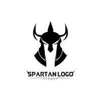espartano logo negro gladiador y vector diseño casco y cabeza negro