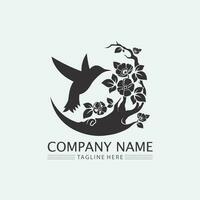 Birds and swallow dove logo design and vector animal wings and flying bird