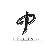 p letra y fuente logo p diseño vector empresa identidad empresarial