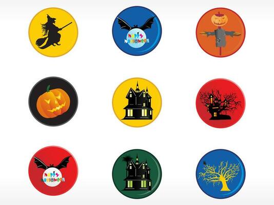 abstract halloween sticker series set