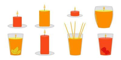 Flat illustration of typical scented wax candle. vector