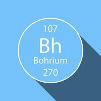 Bohrium symbol with long shadow design. Chemical element of the periodic table. Vector illustration.