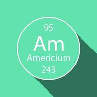 Americium symbol with long shadow design. Chemical element of the periodic table. Vector illustration.