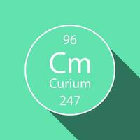 Curium symbol with long shadow design. Chemical element of the periodic table. Vector illustration.