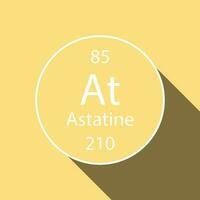 Astatine symbol with long shadow design. Chemical element of the periodic table. Vector illustration.