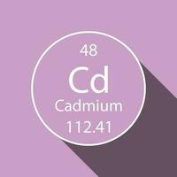 Cadmium symbol with long shadow design. Chemical element of the periodic table. Vector illustration.