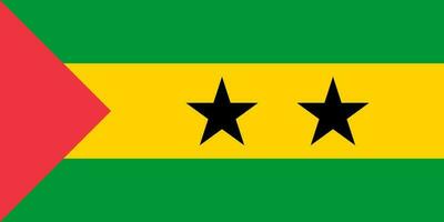 Sao Tome and Principe flag, official colors and proportion. Vector illustration.