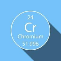 Chromium symbol with long shadow design. Chemical element of the periodic table. Vector illustration.