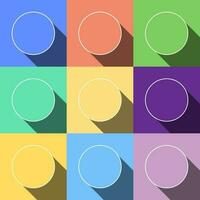 Set of multicolored circles with long shadows. Vector illustration.