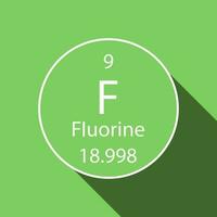 Fluorine symbol with long shadow design. Chemical element of the periodic table. Vector illustration.