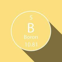 Boron symbol with long shadow design. Chemical element of the periodic table. Vector illustration.